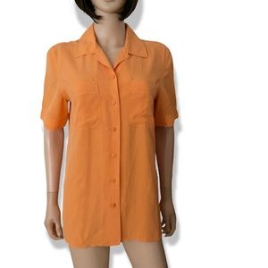 Anna and Frank Women’s Orange Silk Button Blouse